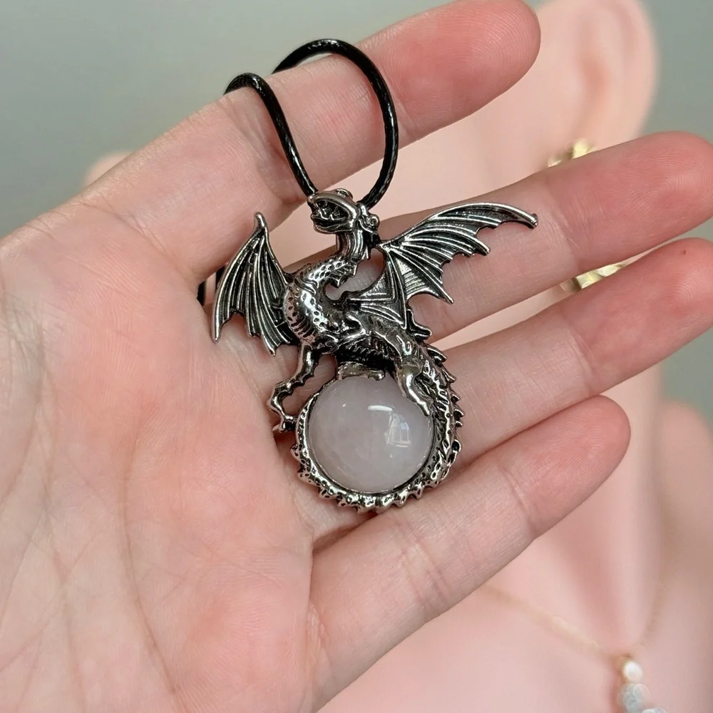 Silver Dragon Pendant Necklace For Men & Women.
